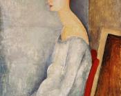 阿米地奥 莫迪里阿尼 : Jeanne Hbuterne Seated in Profile